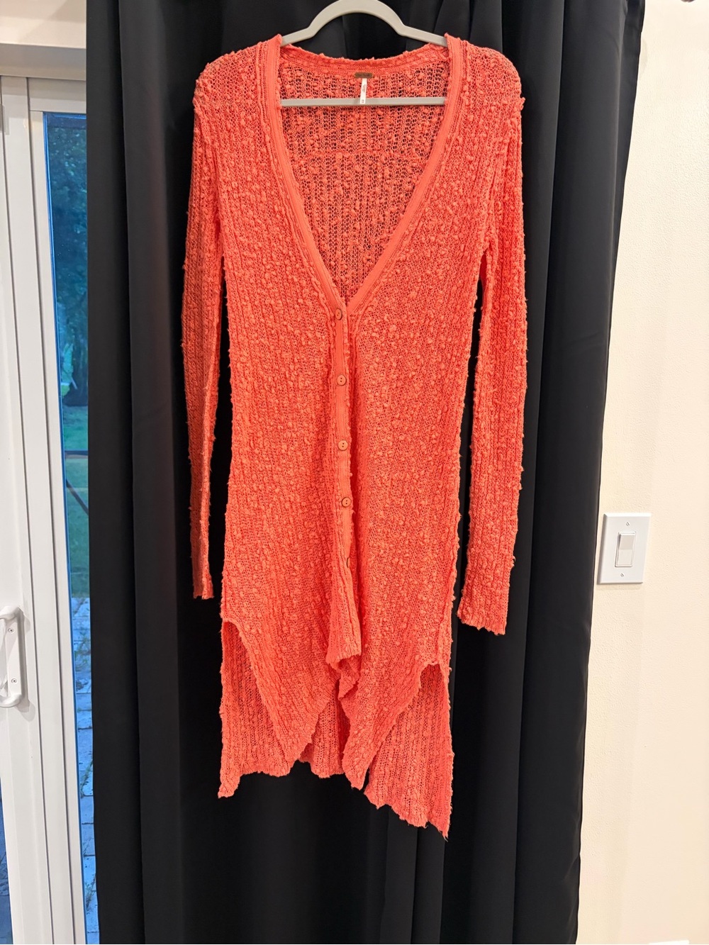 Free People Coral Knit Longline Button Front Cardigan Duster Sweater XS